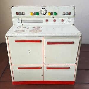 Vintage 50s Mcm Wolverine Tin Litho Toy Stove Oven Range Kitchen Kitsch Decor